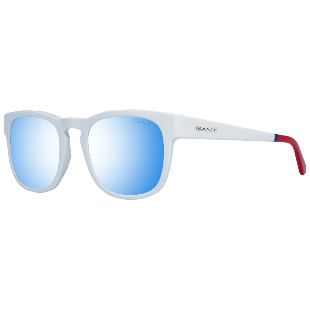 Gant White Men Sunglasses with White Plastic Frame and Mirrored Blue Lenses