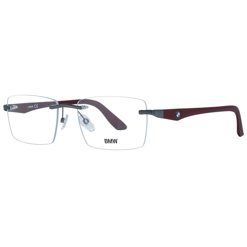 BMW Gray Men Optical Frames in Gunmetal Metal, Demo Glasses, 56-19-145