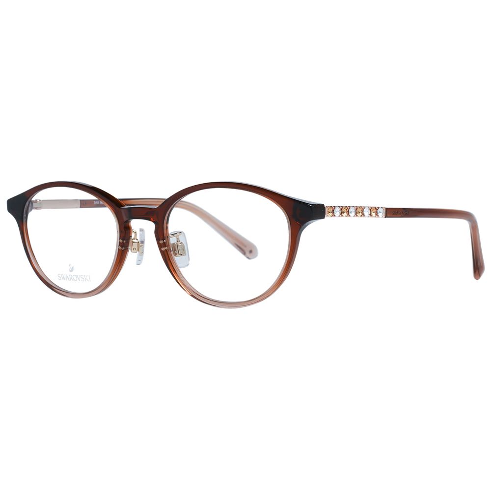 Swarovski brown women optical frames with oval style and plastic material