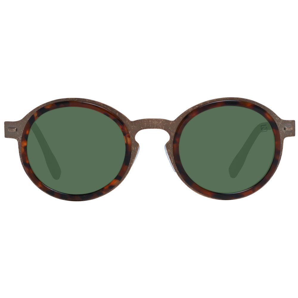 Bronze Titanium Frame Round Sunglasses for Men