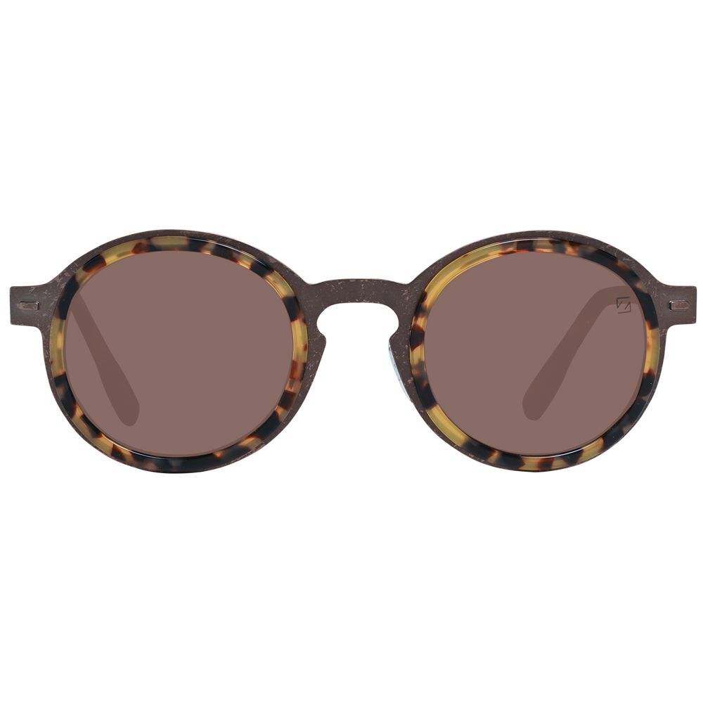Men's oval style sunglasses with 100% UVA & UVB protection and full-rim bronze frame