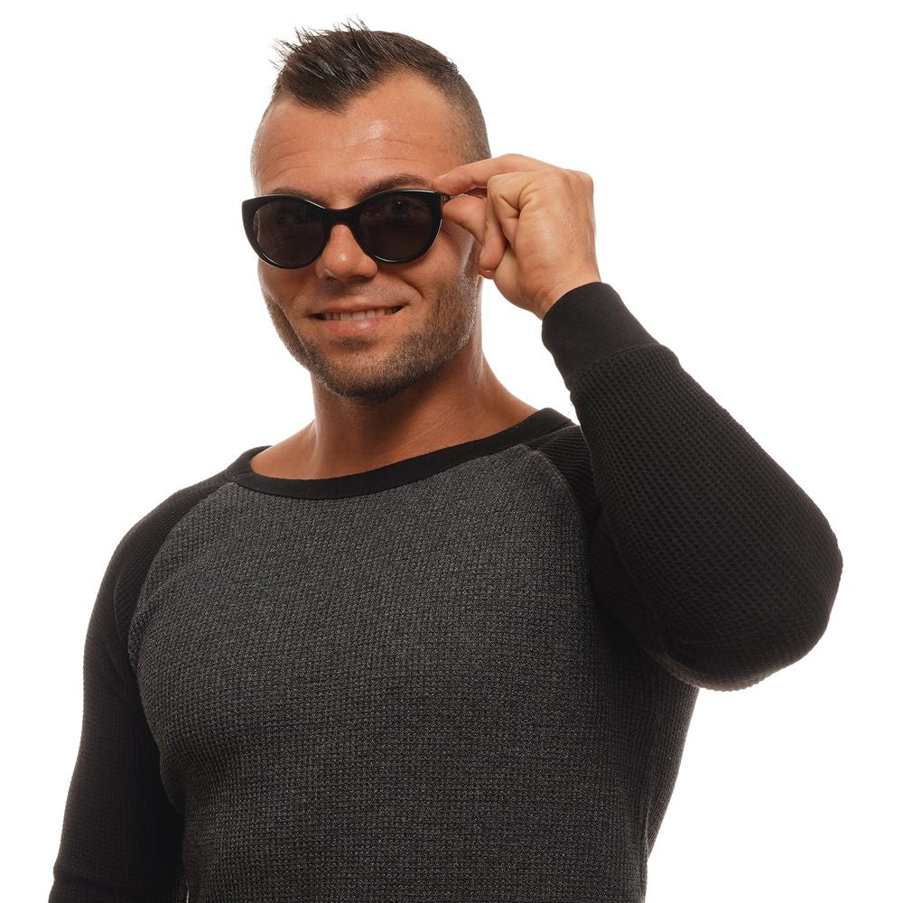 Black Plastic Frame Unisex Sunglasses with Round Grey Polarized Lenses and 100% UVA & UVB Protection