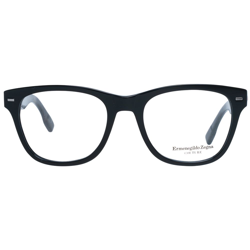 Men's trapezium style black optical frames with plastic lenses