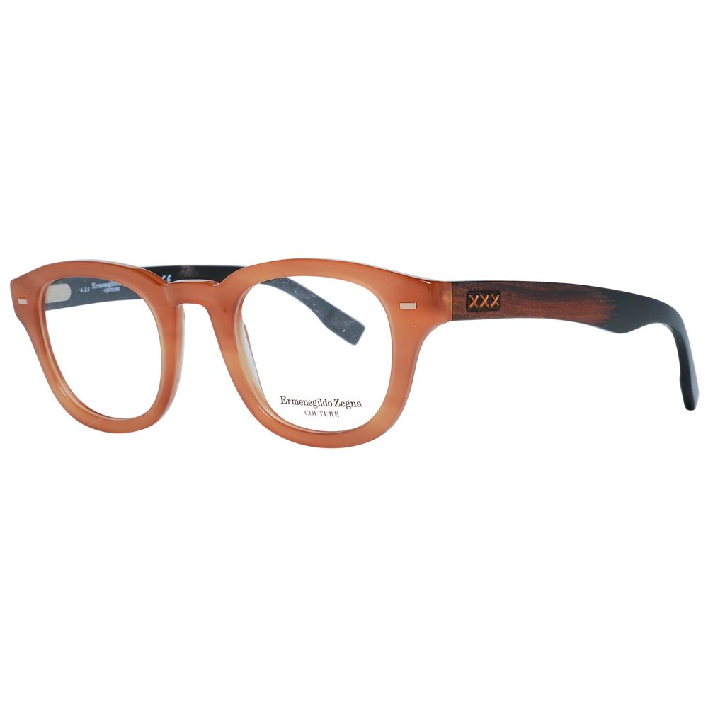 Ermenegildo Zegna Brown Men Optical Frames, round style, plastic material