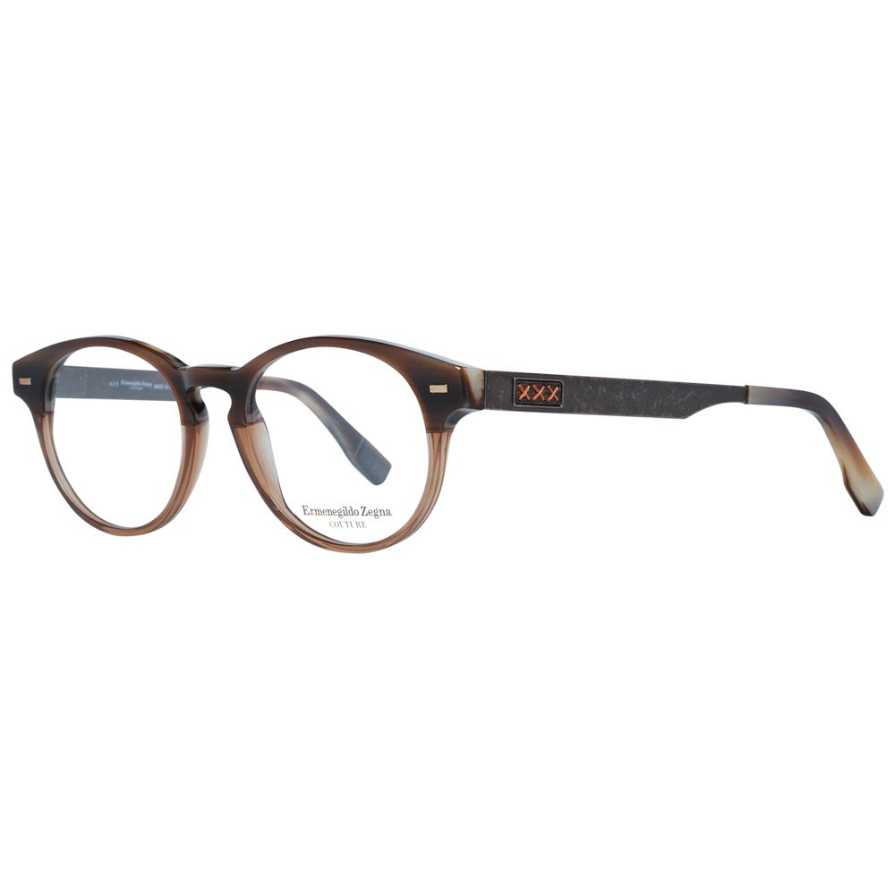 Ermenegildo Zegna Brown Men Optical Frames in plastic material