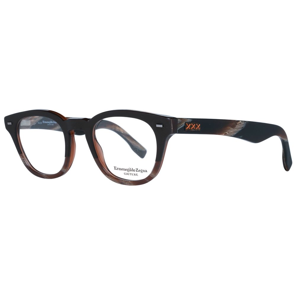 Ermenegildo Zegna Brown Men Optical Frames with trapezium style