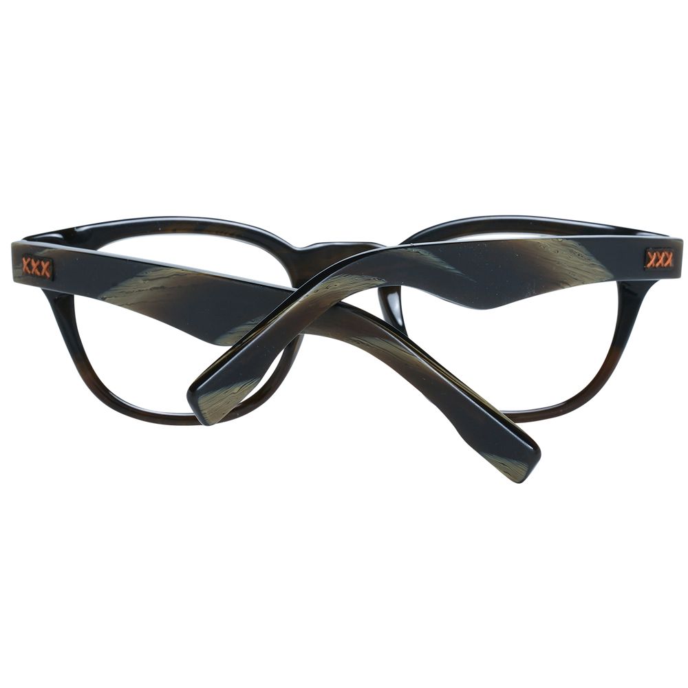 Plastic full-rim frames in olive color with 48mm width lenses