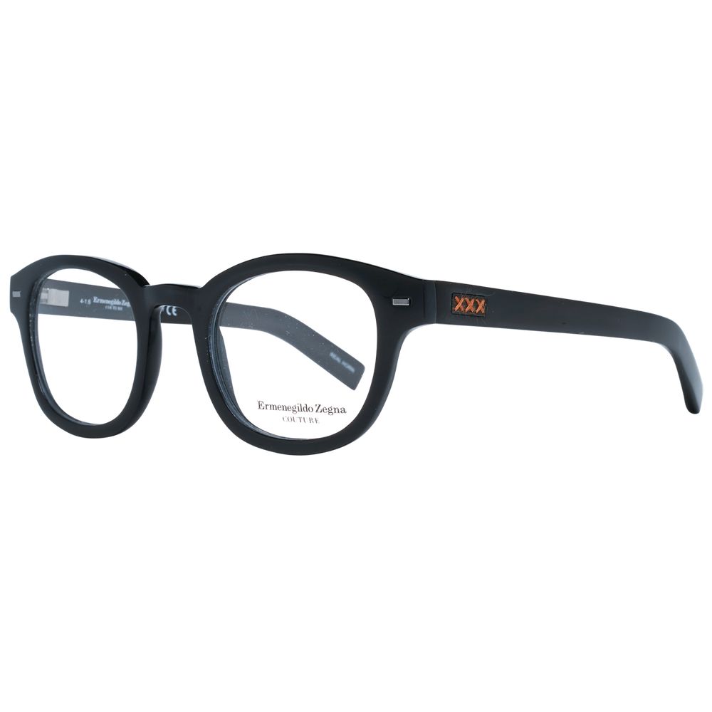 Ermenegildo Zegna Black Men Optical Frames with round black horn frame