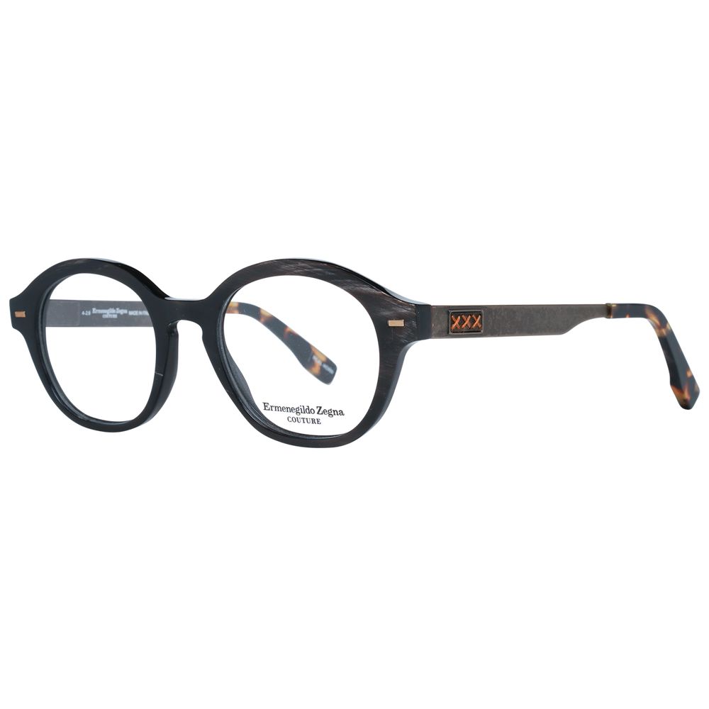 Ermenegildo Zegna Brown Men Optical Frames with round demo glasses