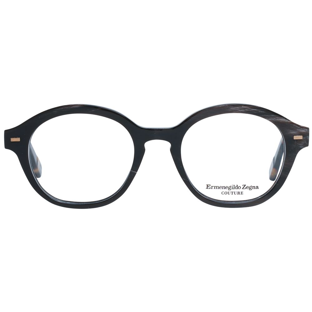 Men's brown horn frame optical glasses with full-rim style
