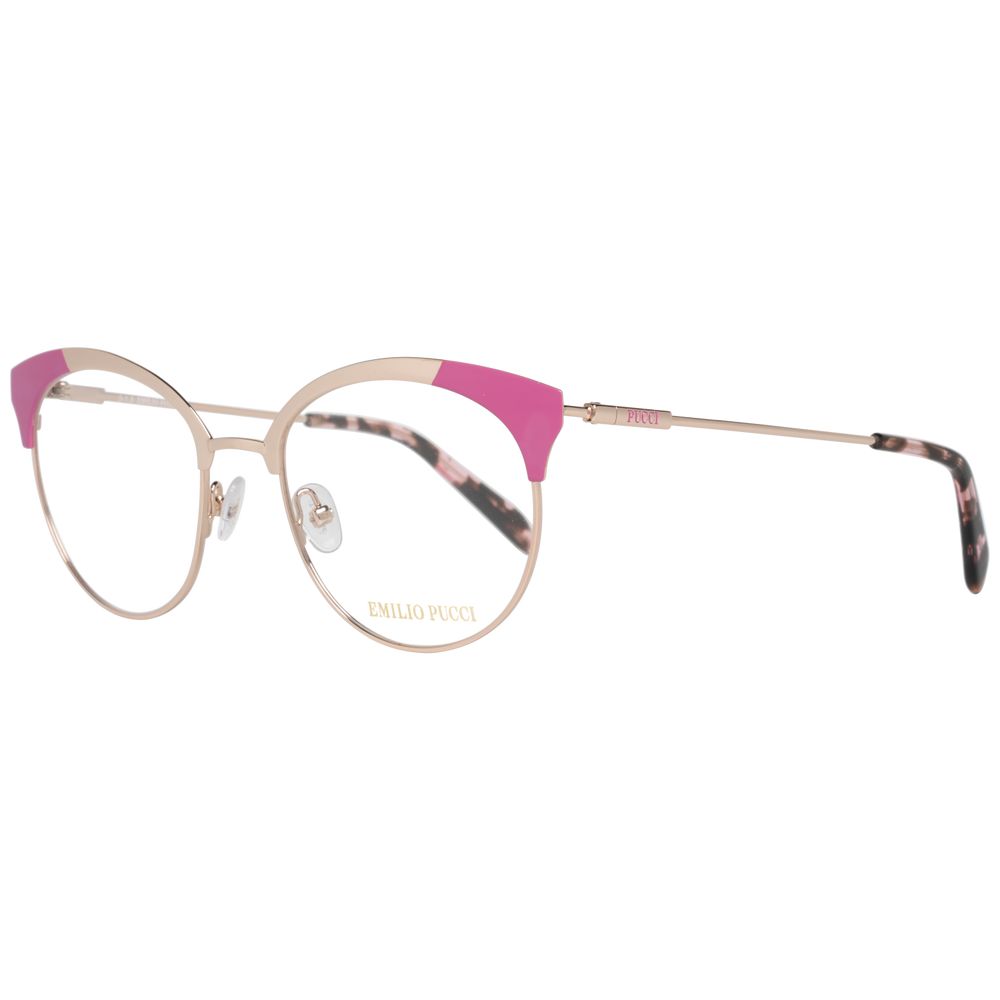 Emilio Pucci Gold Women Optical Frames, metal and plastic frame, round style, demo glasses