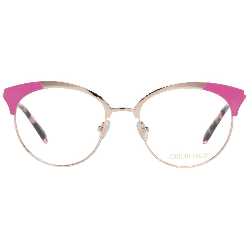 Women's gold optical frames by Emilio Pucci, full-rim style, 52-18-140 size, plastic lenses