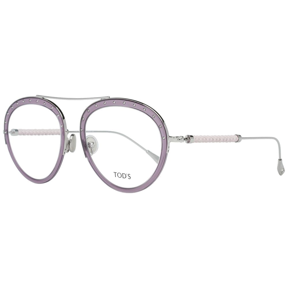 Tod's Purple Women Optical Frames, round style, metal and leather material