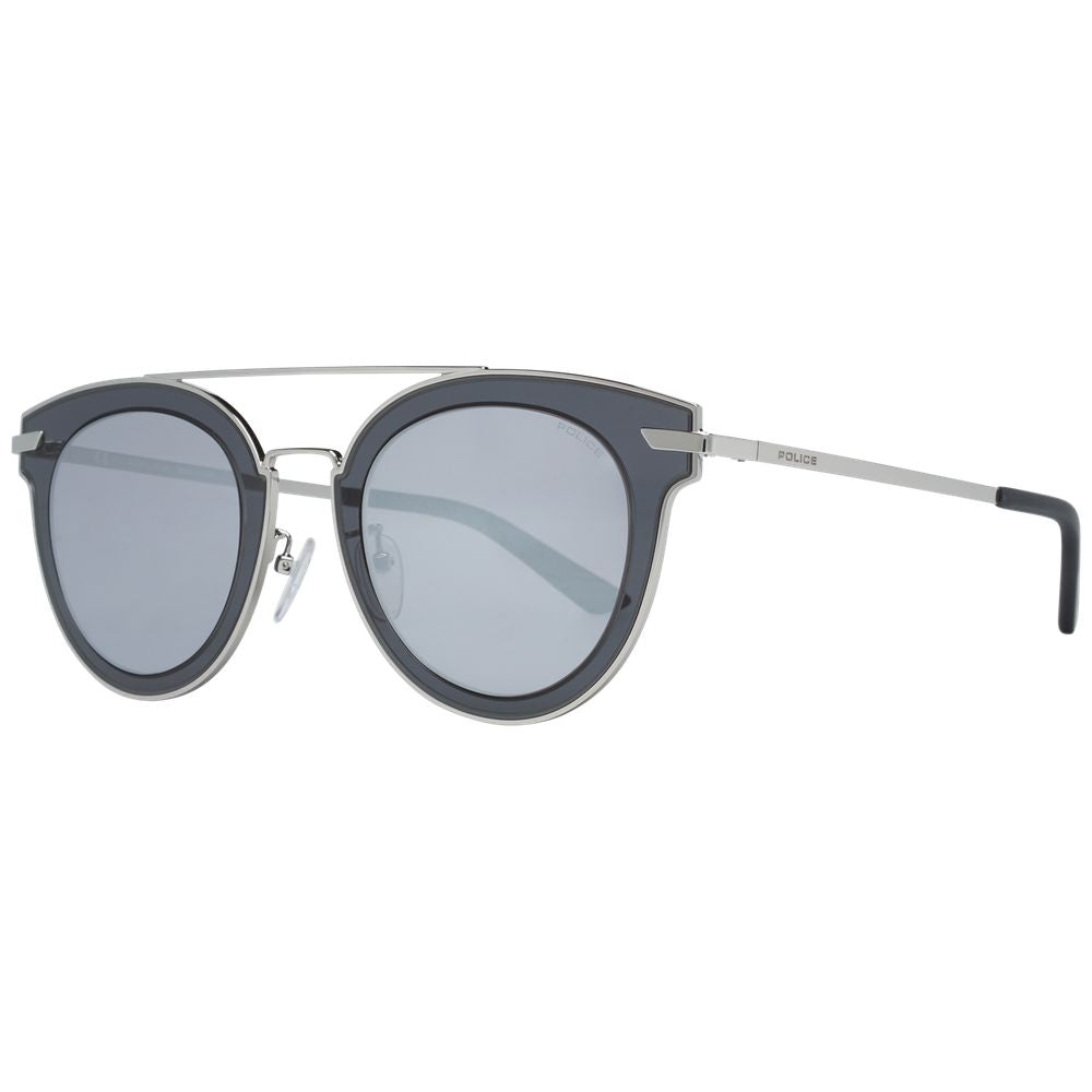 Police Silver Men Sunglasses with round silver mirrored lenses and 100% UVA & UVB protection