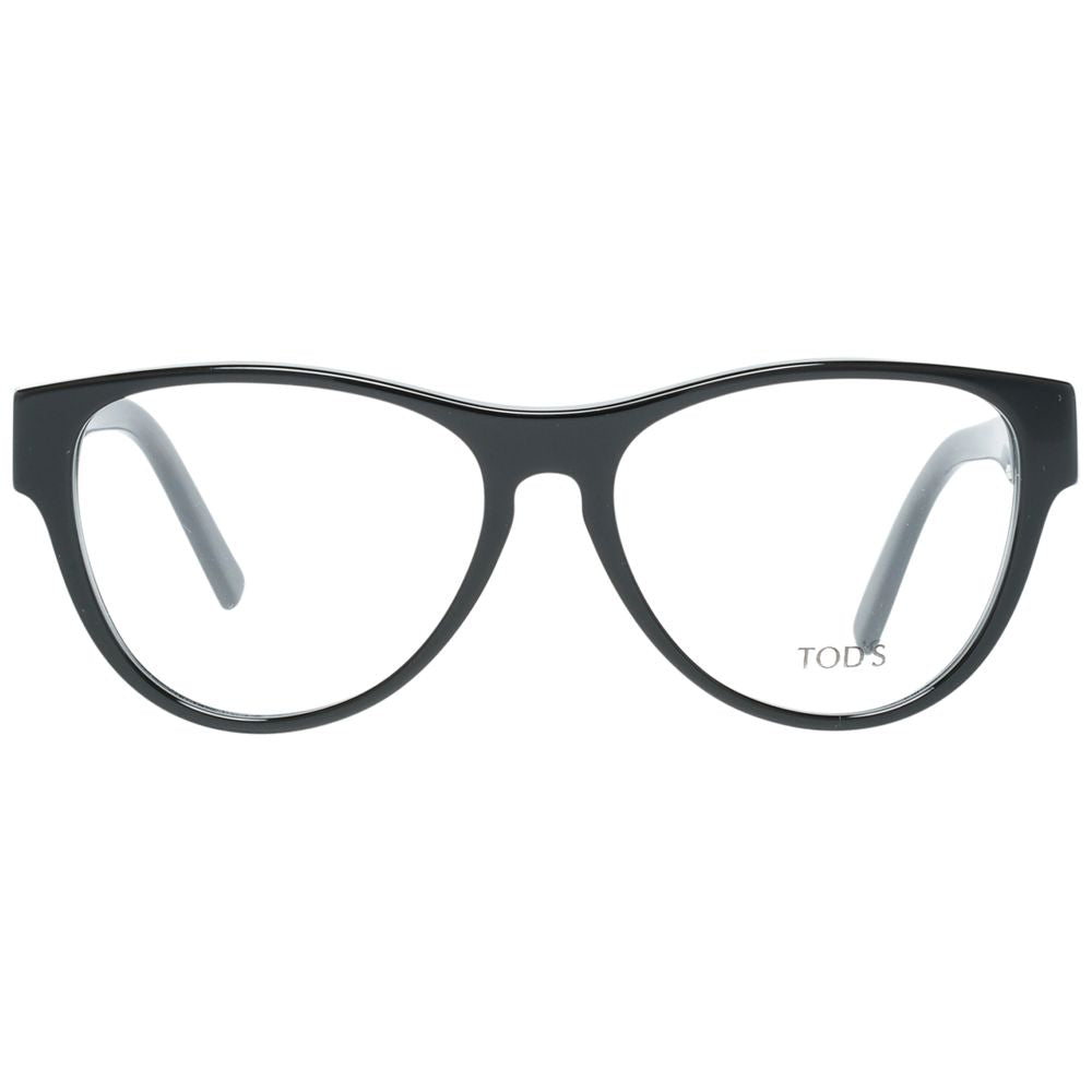 Black plastic women's optical frames with round lenses, full-rim style, and demo glasses