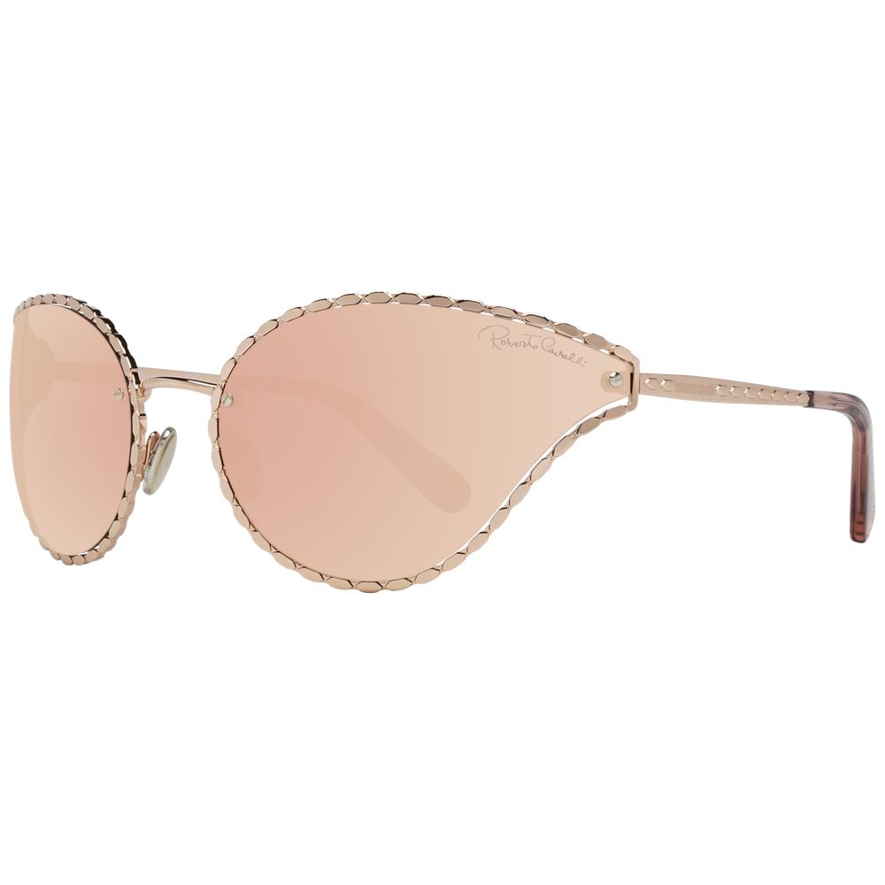 Roberto Cavalli Rose Gold Women Sunglasses with Oval Mirrored Lenses