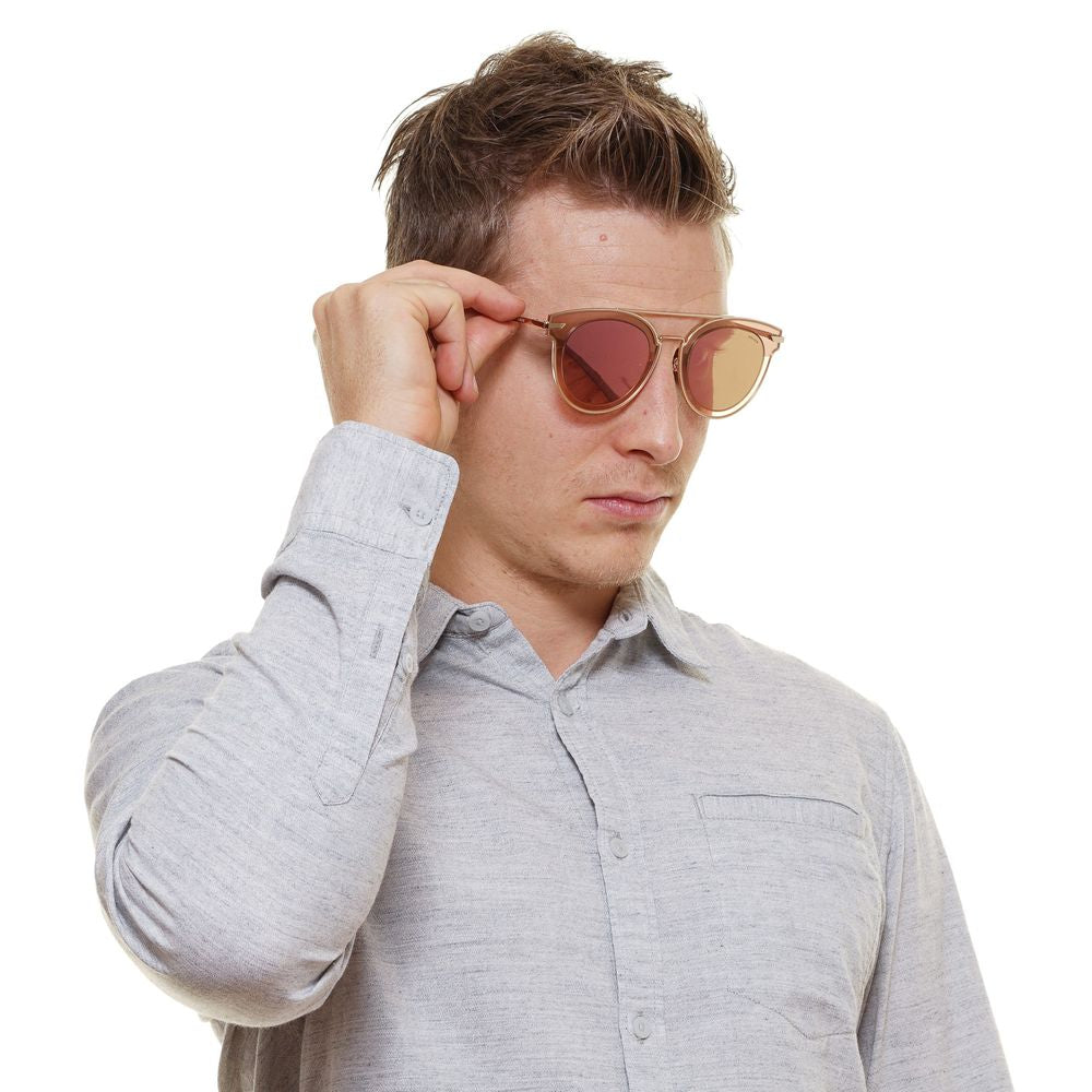Rose Gold Men Sunglasses with Grey Plastic Lenses and 100% UVA & UVB protection
