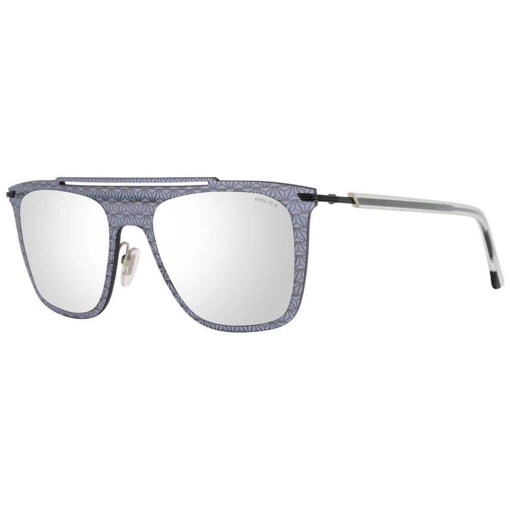 Police Gray Men Sunglasses with Mirrored Plastic Lenses for 100% UVA & UVB Protection