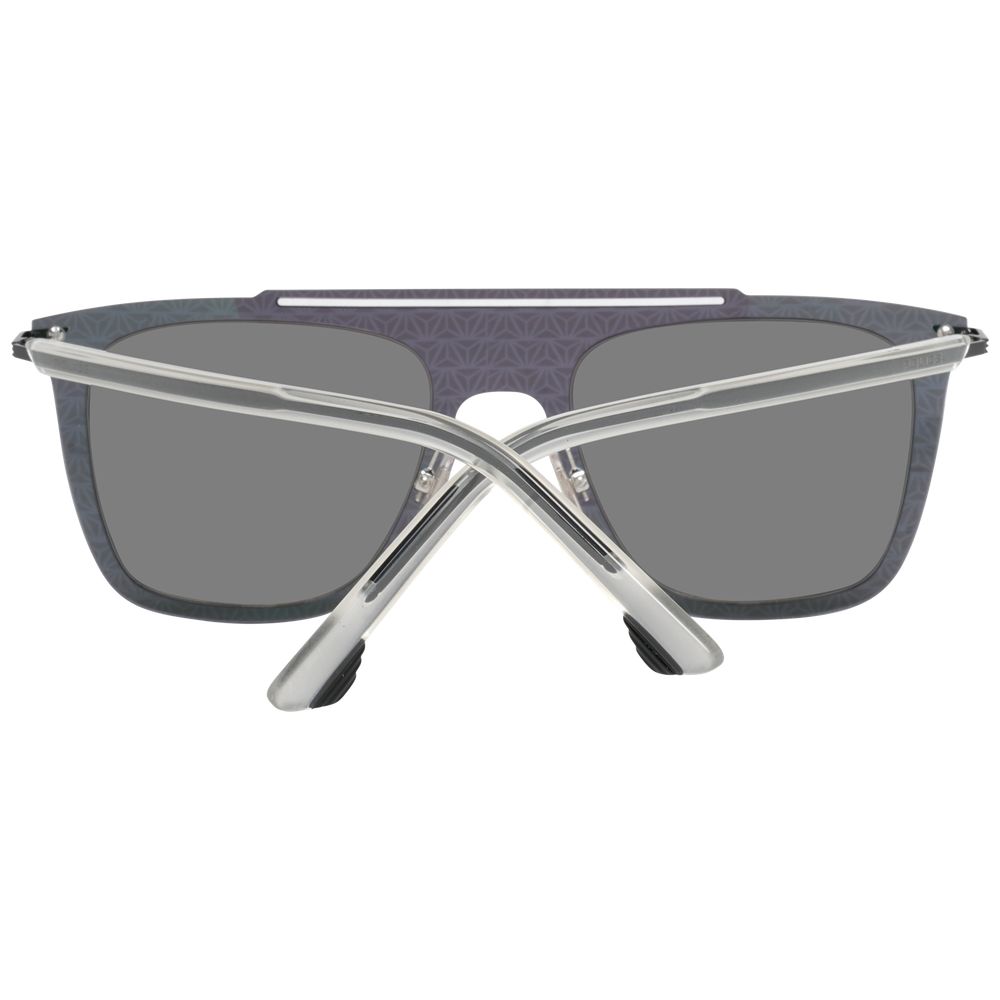 Men's gray sunglasses with plastic frame, 52mm width, and 100% UV protection
