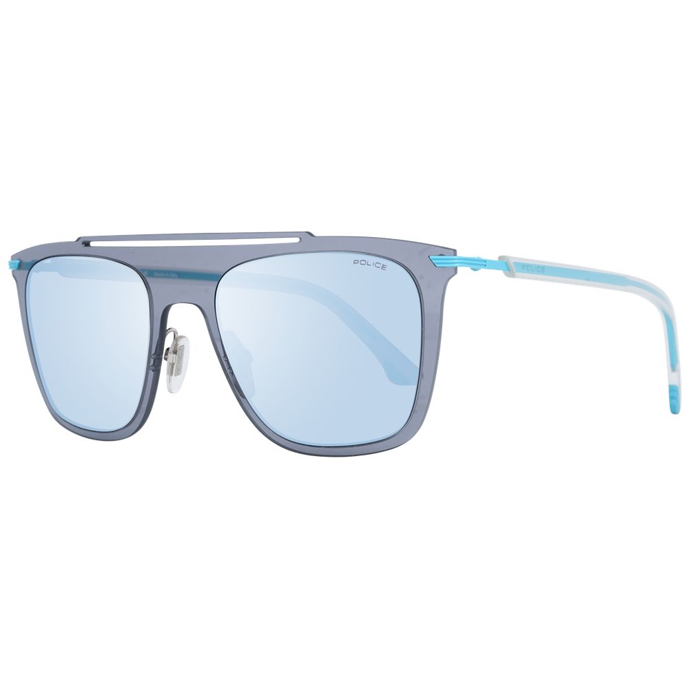 Police Gray Men Sunglasses with Blue Mirrored Plastic Lenses