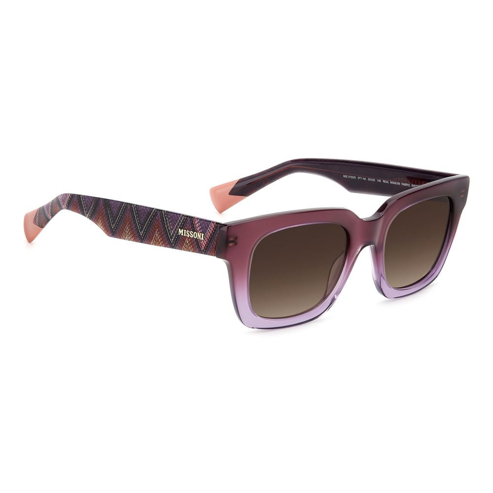 Rectangular purple acetate sunglasses with hot-printed Missoni logo