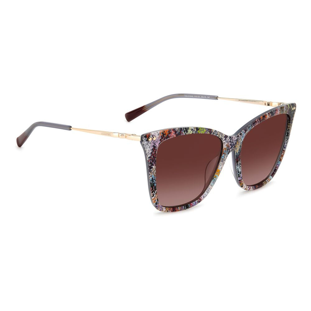Multicolored Missoni sunglasses with laser-etched logo and distinctive zigzag tips