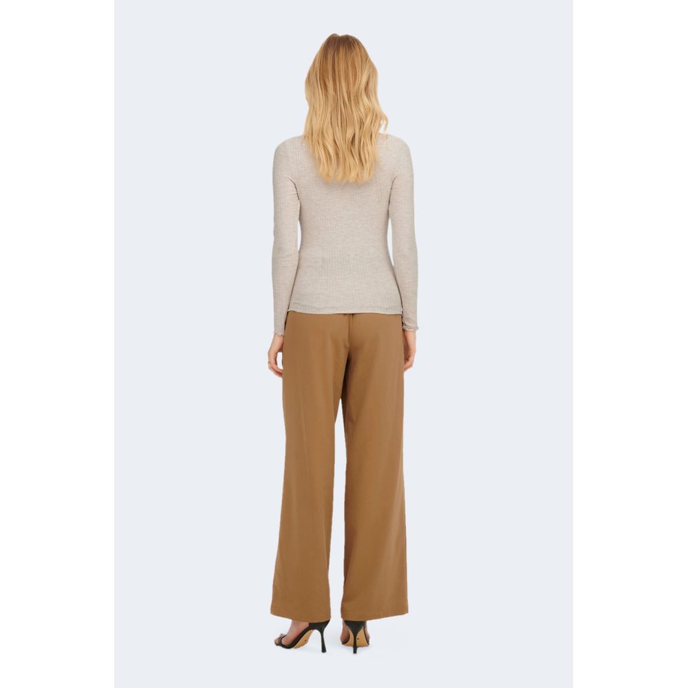 Soft and comfortable turtleneck sweater in neutral beige color