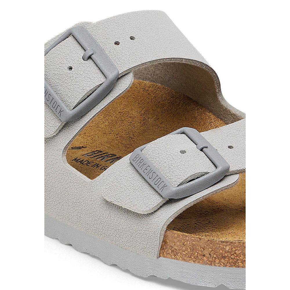 Gray Viscose Birkenstock Sandal with Ankle Strap and Contoured Footbed