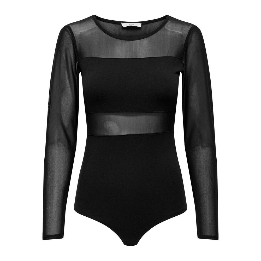 Only Black Cotton Tops & T-Shirt with Long Sleeve and Mesh Inserts
