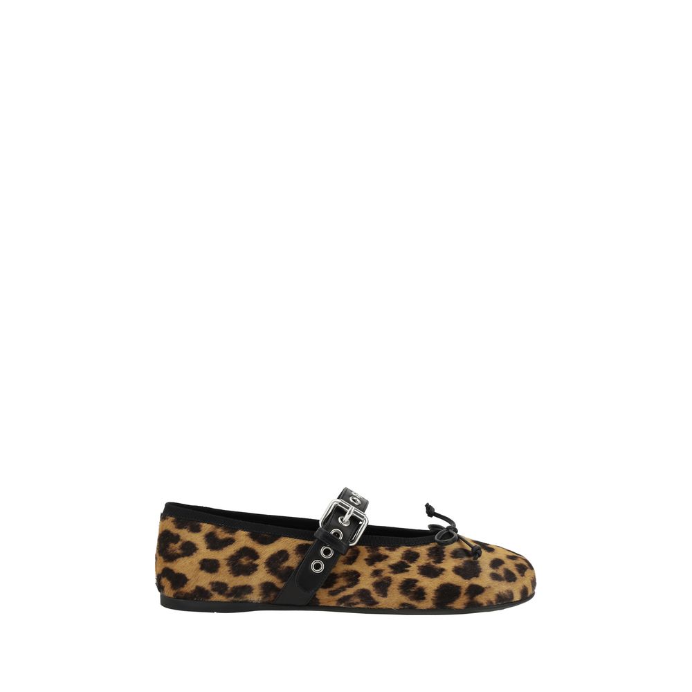 Miu Miu Animal print Ballerinas with elegant leather material and flat sole for comfort