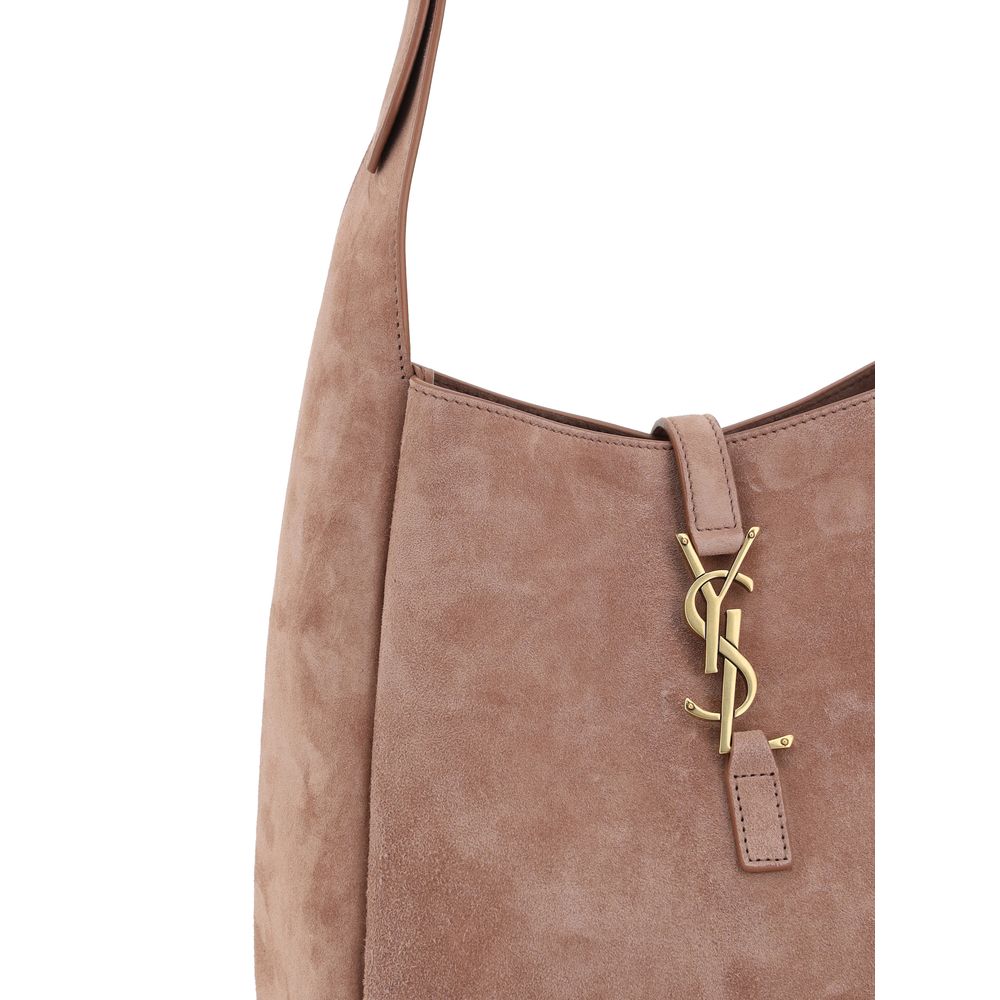 Saint Laurent Le 5 à 7 suede Shoulder Bag in elegant black design with gold hardware