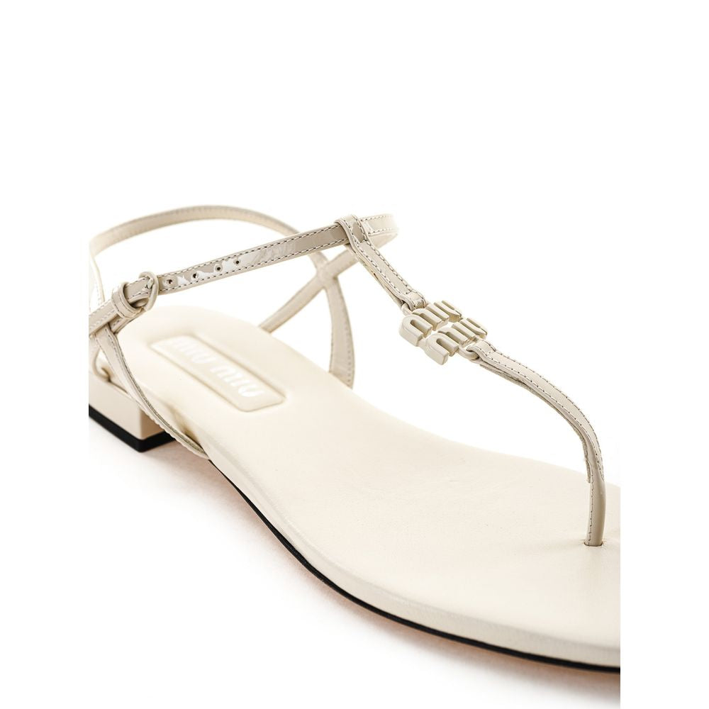 Miu Miu Beige Patent Leather Sandal