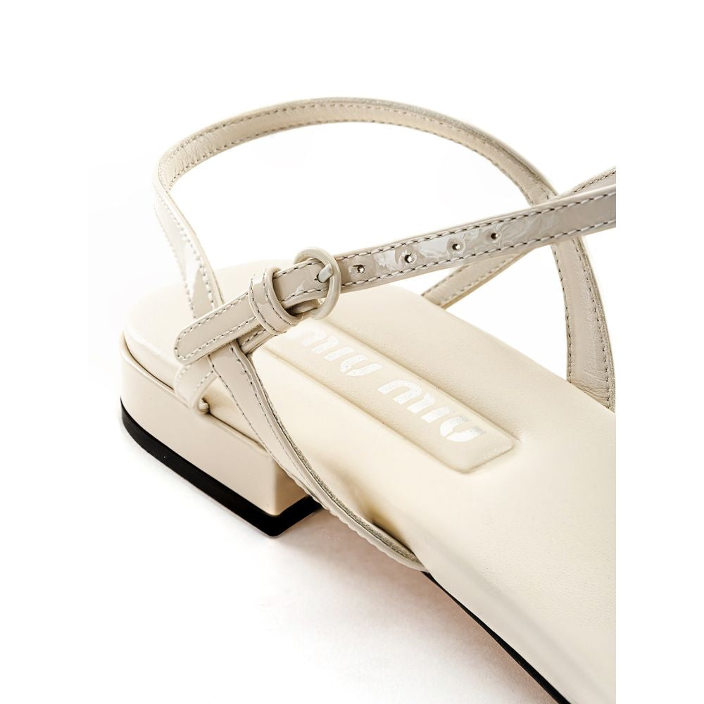 Miu Miu Beige Patent Leather Sandal