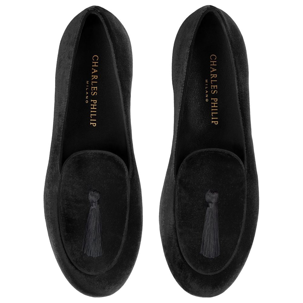 Charles Philip Black Velvet Loafer