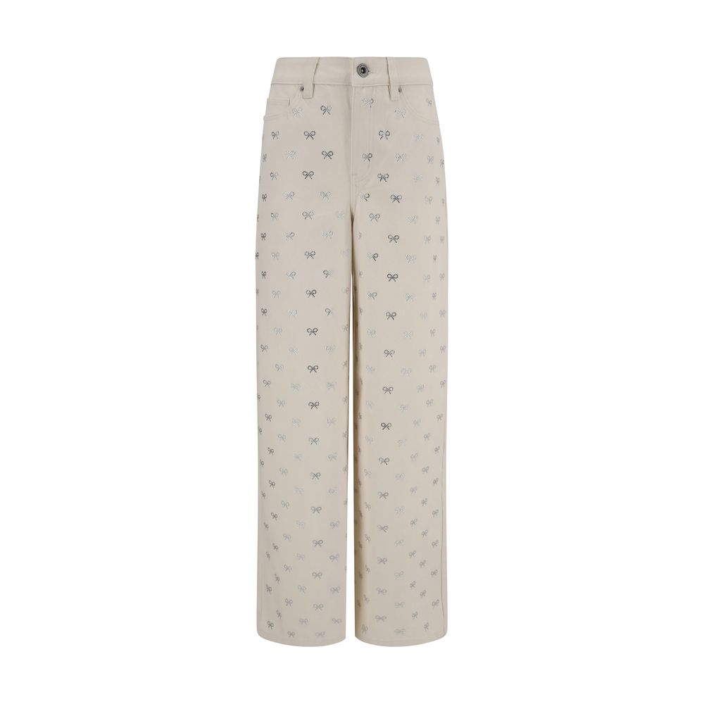 Self-Portrait Diamante Bow Jeans
