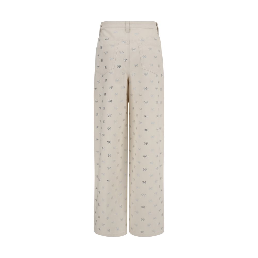 Self-Portrait Diamante Bow Jeans