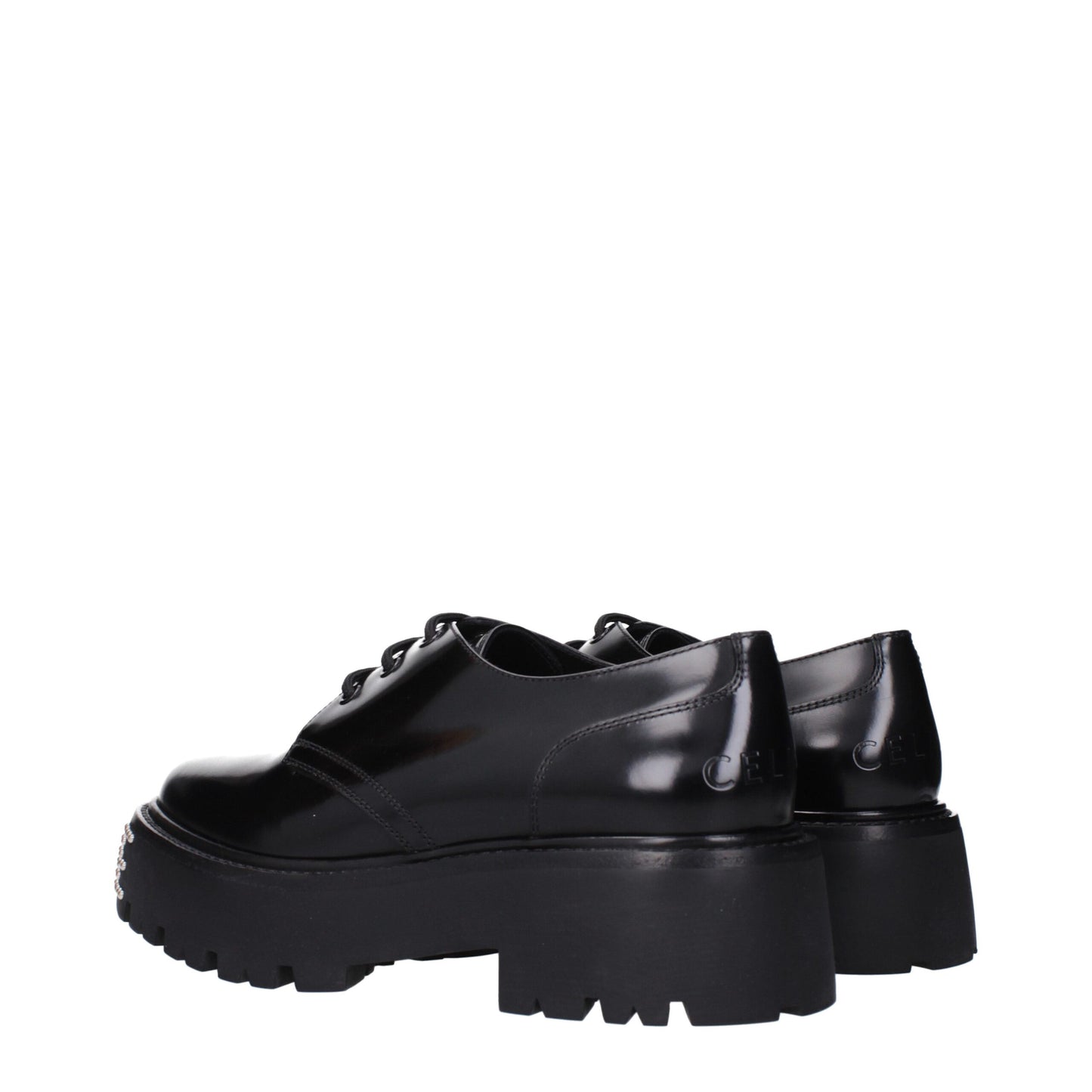 Celine Black Leather Oxfords And Derbies