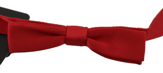 Dolce & Gabbana red silk bow tie with adjustable neck strap, made in Italy