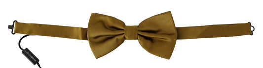 Dolce & Gabbana Elegant Mustard Yellow Silk Bow Tie, 100% Silk, Made In Italy