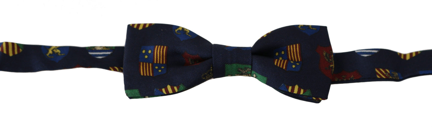 Elegant 100% Silk Blue Bow Tie with Adjustable Neck Strap