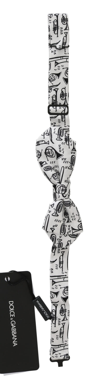 Luxurious white silk bow tie with adjustable neck strap