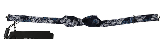 Navy Blue Floral Print silk bow tie by Dolce & Gabbana, made in Italy