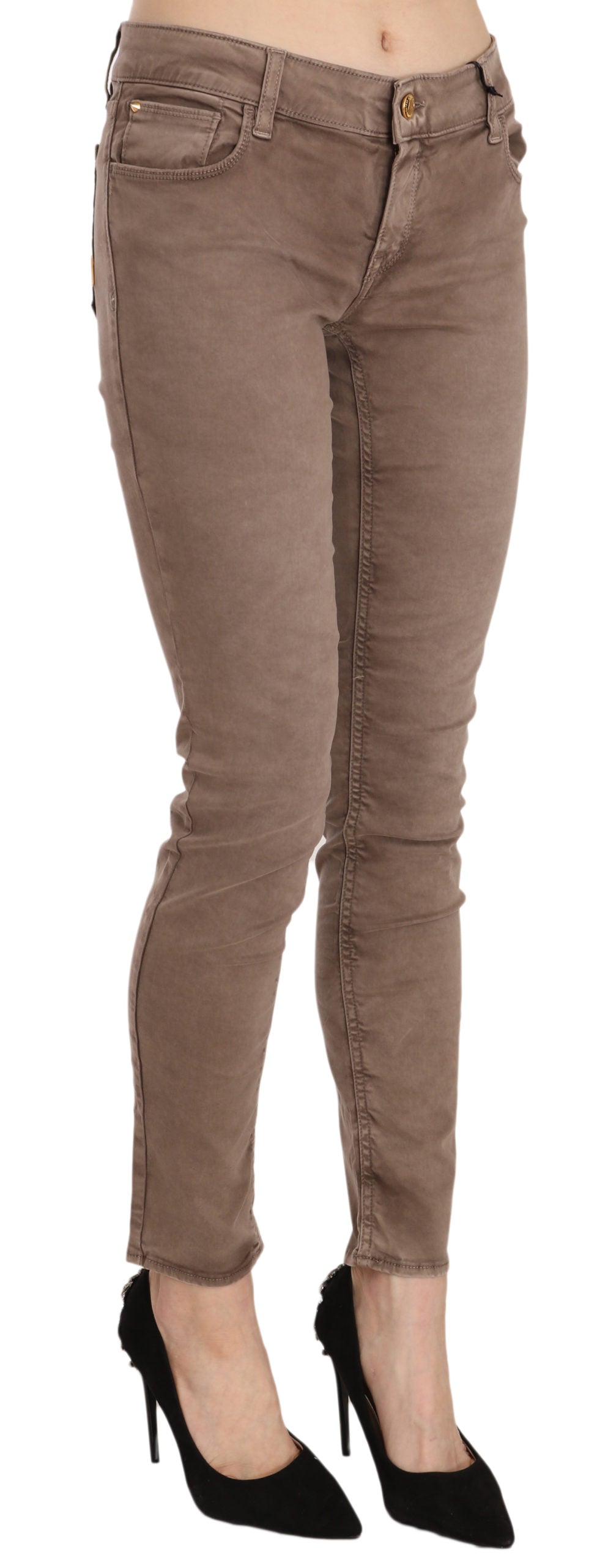 97% Cotton 3% Elastane brown skinny jeans made in Italy by CYCLE