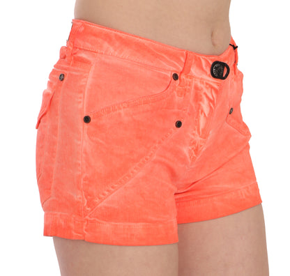 Italian-made vibrant orange mini shorts for a pop of color in any occasion