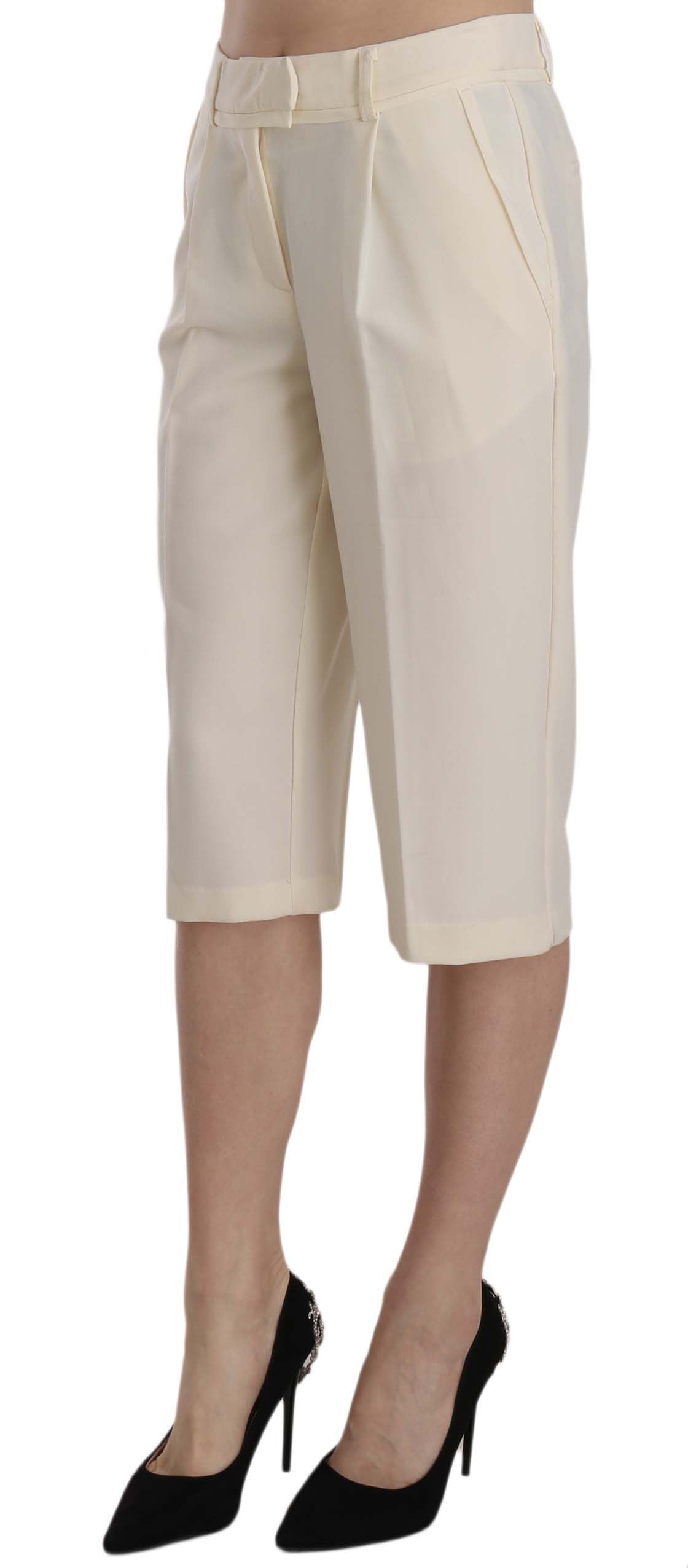 Elegant cream colored Silvian Heach trousers with mid-rise and zipper closure