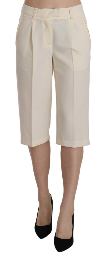 Silvian Heach cream mid waist straight cropped pants in 100% cotton