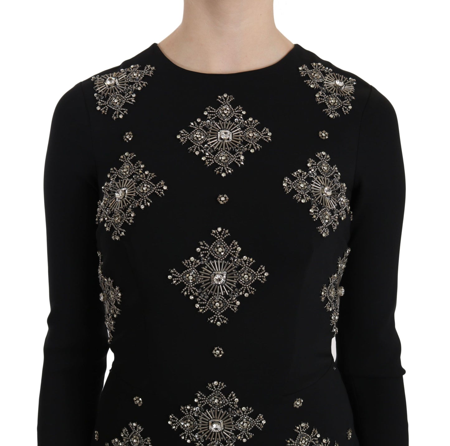 Black sequined mini sheath dress with a chic and elegant design