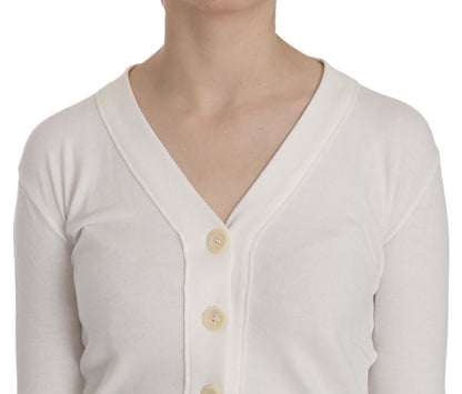 High-end fashion white cropped cardigan blouse from the luxe collection of BYBLOS