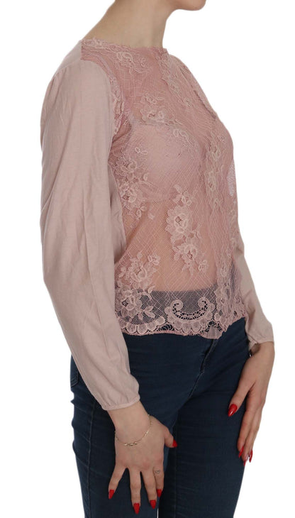 Sophisticated pink lace blouse from Pink Memories, made in Italy