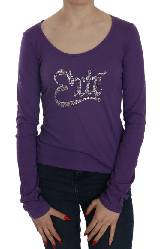 Exte Crystal Embellished U-Neck Blouse in stunning purple hue with crystal embellishments